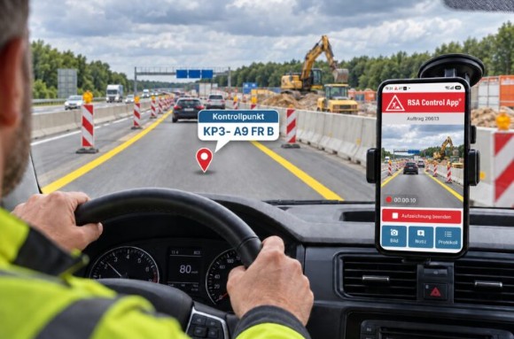Videobefahrung einer Autobahnbaustelle mit der RSA Control App